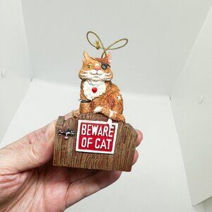 Danbury Mint Gary Patterson Cat Ornament Beware Stray Rescue Pirate Scrappy